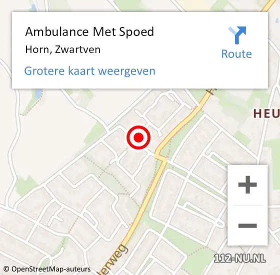 Locatie op kaart van de 112 melding: Ambulance Met Spoed Naar Horn, Zwartven op 21 januari 2014 17:15