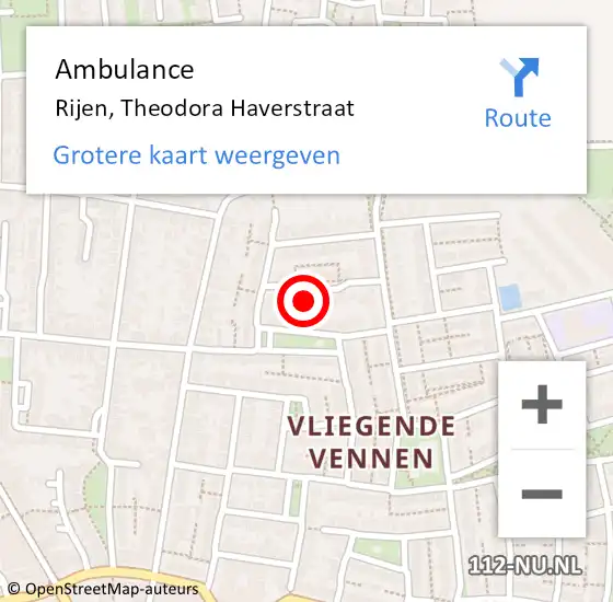 Locatie op kaart van de 112 melding: Ambulance Rijen, Theodora Haverstraat op 26 mei 2017 10:07