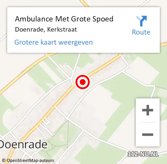 Locatie op kaart van de 112 melding: Ambulance Met Grote Spoed Naar Doenrade, Kerkstraat op 20 september 2013 01:05