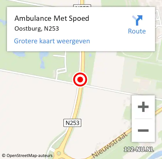 Locatie op kaart van de 112 melding: Ambulance Met Spoed Naar Oostburg, N253 op 26 mei 2017 10:39