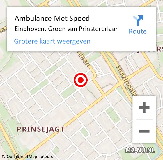 Locatie op kaart van de 112 melding: Ambulance Met Spoed Naar Eindhoven, Groen van Prinstererlaan op 26 mei 2017 10:48