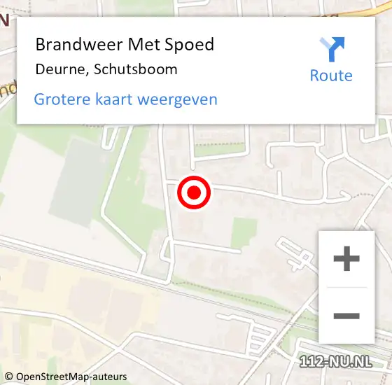 Locatie op kaart van de 112 melding: Brandweer Met Spoed Naar Deurne, Schutsboom op 26 mei 2017 10:58