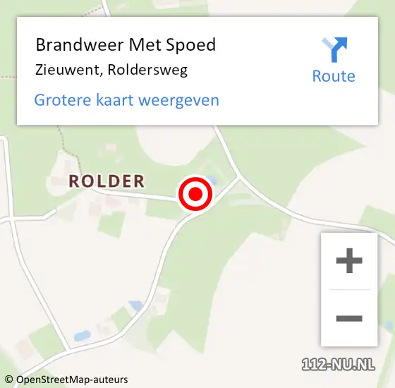 Locatie op kaart van de 112 melding: Brandweer Met Spoed Naar Zieuwent, Roldersweg op 26 mei 2017 12:07