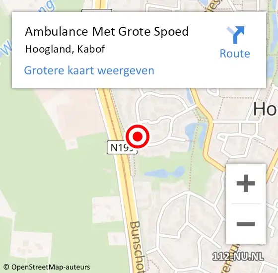Locatie op kaart van de 112 melding: Ambulance Met Grote Spoed Naar Hoogland, Kabof op 26 mei 2017 12:45