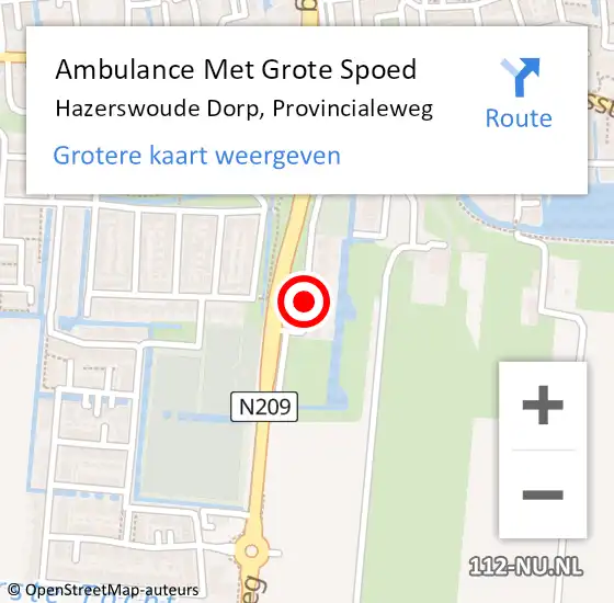 Locatie op kaart van de 112 melding: Ambulance Met Grote Spoed Naar Hazerswoude Dorp, Provincialeweg op 26 mei 2017 12:46