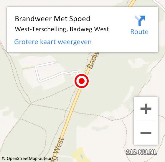 Locatie op kaart van de 112 melding: Brandweer Met Spoed Naar West-Terschelling, Badweg West op 26 mei 2017 12:48