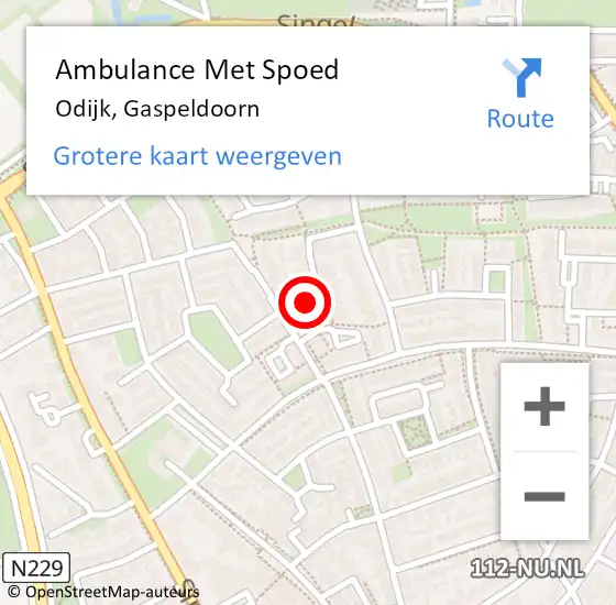 Locatie op kaart van de 112 melding: Ambulance Met Spoed Naar Odijk, Gaspeldoorn op 26 mei 2017 13:08