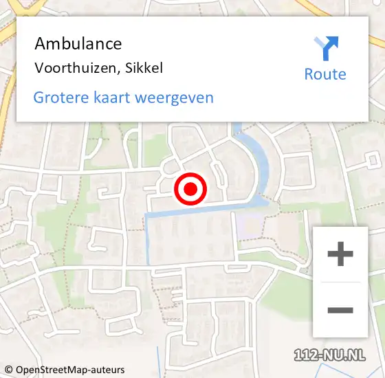 Locatie op kaart van de 112 melding: Ambulance Voorthuizen, Sikkel op 26 mei 2017 13:09