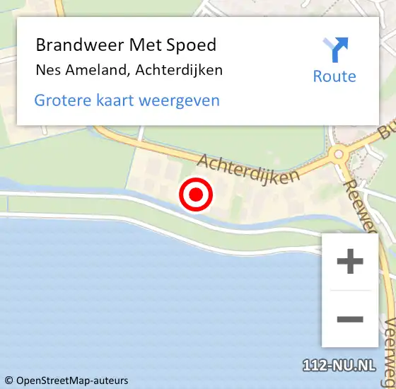 Locatie op kaart van de 112 melding: Brandweer Met Spoed Naar Nes Ameland, Achterdijken op 26 mei 2017 13:09