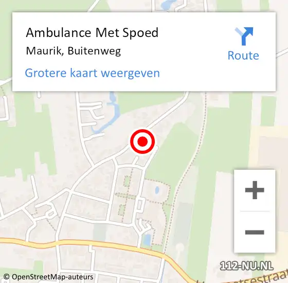 Locatie op kaart van de 112 melding: Ambulance Met Spoed Naar Maurik, Buitenweg op 26 mei 2017 13:43