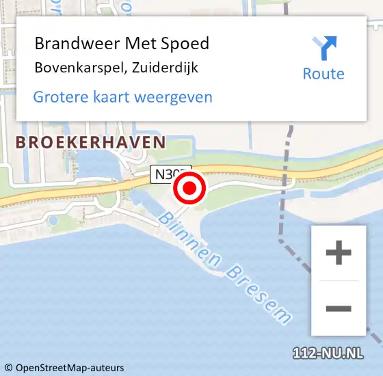 Locatie op kaart van de 112 melding: Brandweer Met Spoed Naar Bovenkarspel, Zuiderdijk op 26 mei 2017 13:45