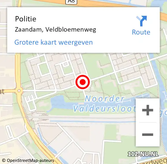 Locatie op kaart van de 112 melding: Politie Zaandam, Veldbloemenweg op 26 mei 2017 14:42