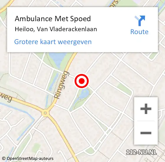 Locatie op kaart van de 112 melding: Ambulance Met Spoed Naar Heiloo, Van Vladerackenlaan op 26 mei 2017 14:51