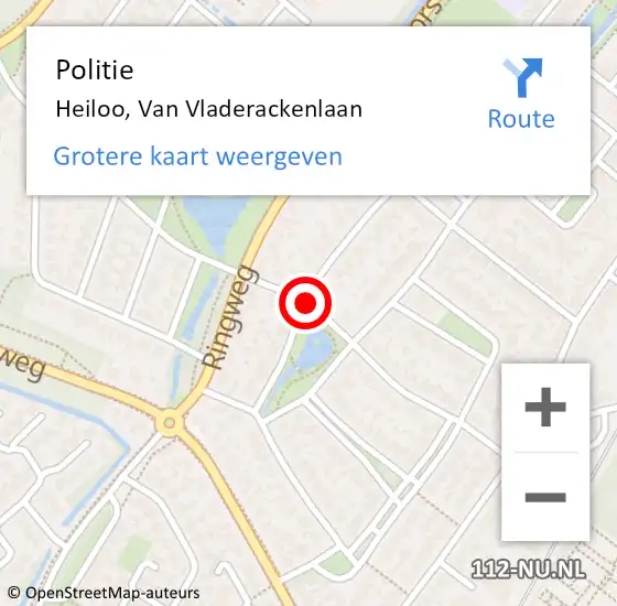 Locatie op kaart van de 112 melding: Politie Heiloo, Van Vladerackenlaan op 26 mei 2017 14:53