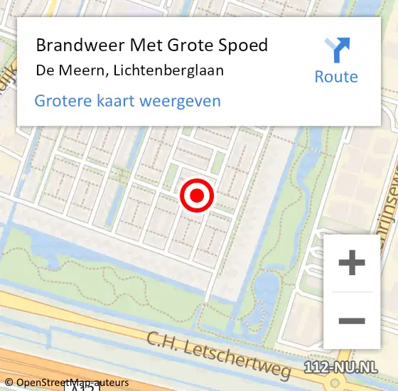 Locatie op kaart van de 112 melding: Brandweer Met Grote Spoed Naar De Meern, Lichtenberglaan op 26 mei 2017 15:09