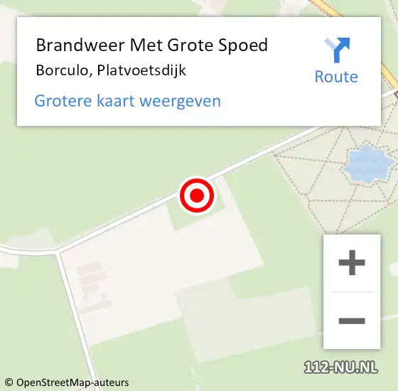 Locatie op kaart van de 112 melding: Brandweer Met Grote Spoed Naar Borculo, Platvoetsdijk op 21 januari 2014 17:58