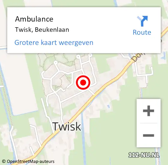 Locatie op kaart van de 112 melding: Ambulance Twisk, Beukenlaan op 26 mei 2017 15:22