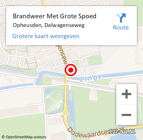 Locatie op kaart van de 112 melding: Brandweer Met Grote Spoed Naar Opheusden, Dalwagenseweg op 26 mei 2017 16:21