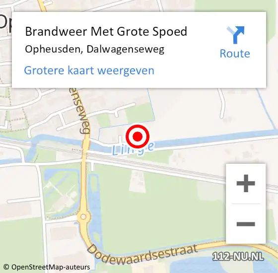 Locatie op kaart van de 112 melding: Brandweer Met Grote Spoed Naar Opheusden, Dalwagenseweg op 26 mei 2017 16:25