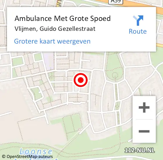 Locatie op kaart van de 112 melding: Ambulance Met Grote Spoed Naar Vlijmen, Guido Gezellestraat op 26 mei 2017 16:45