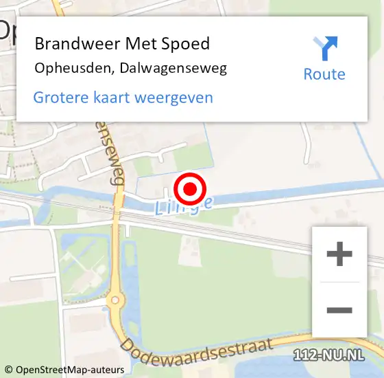 Locatie op kaart van de 112 melding: Brandweer Met Spoed Naar Opheusden, Dalwagenseweg op 26 mei 2017 16:49