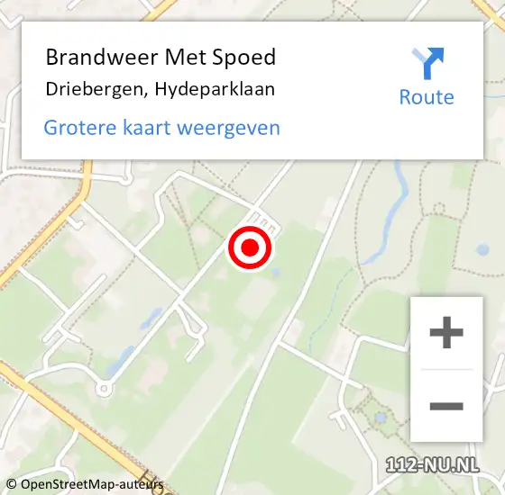 Locatie op kaart van de 112 melding: Brandweer Met Spoed Naar Driebergen, Hydeparklaan op 26 mei 2017 17:23