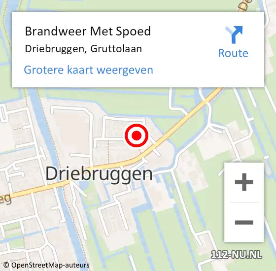 Locatie op kaart van de 112 melding: Brandweer Met Spoed Naar Driebruggen, Gruttolaan op 26 mei 2017 17:27