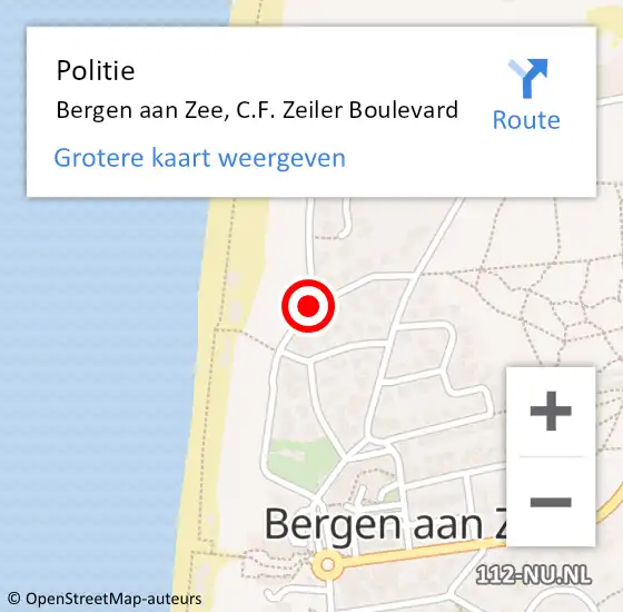 Locatie op kaart van de 112 melding: Politie Bergen aan Zee, C.F. Zeiler Boulevard op 26 mei 2017 17:36