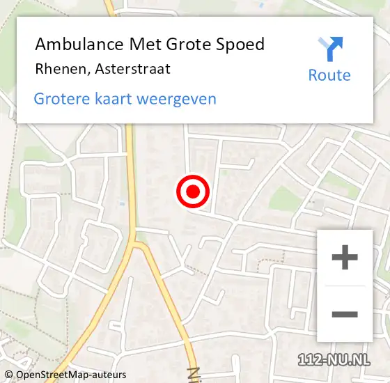 Locatie op kaart van de 112 melding: Ambulance Met Grote Spoed Naar Rhenen, Asterstraat op 26 mei 2017 17:59