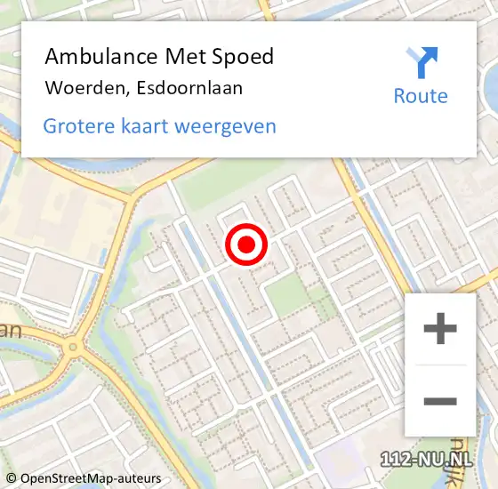 Locatie op kaart van de 112 melding: Ambulance Met Spoed Naar Woerden, Esdoornlaan op 26 mei 2017 18:05