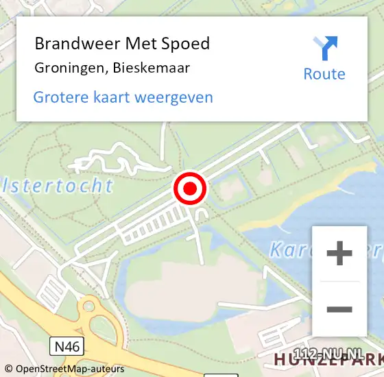 Locatie op kaart van de 112 melding: Brandweer Met Spoed Naar Groningen, Bieskemaar op 26 mei 2017 18:06