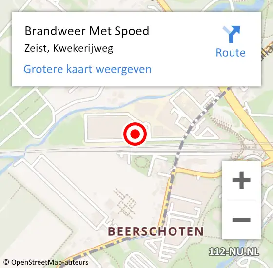 Locatie op kaart van de 112 melding: Brandweer Met Spoed Naar Zeist, Kwekerijweg op 26 mei 2017 18:30