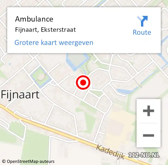 Locatie op kaart van de 112 melding: Ambulance Fijnaart, Eksterstraat op 26 mei 2017 18:34