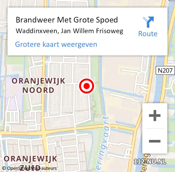 Locatie op kaart van de 112 melding: Brandweer Met Grote Spoed Naar Waddinxveen, Jan Willem Frisoweg op 26 mei 2017 18:54