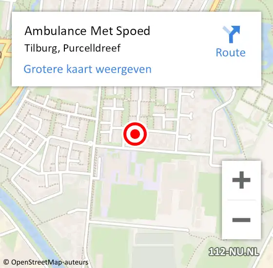 Locatie op kaart van de 112 melding: Ambulance Met Spoed Naar Tilburg, Purcelldreef op 26 mei 2017 19:30