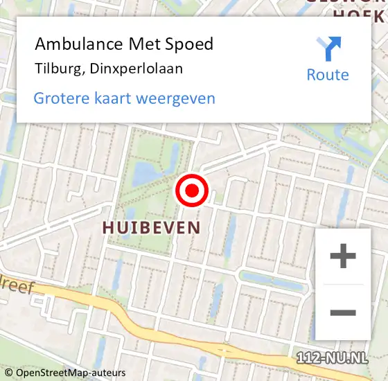 Locatie op kaart van de 112 melding: Ambulance Met Spoed Naar Tilburg, Dinxperlolaan op 26 mei 2017 19:35