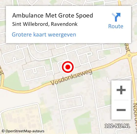 Locatie op kaart van de 112 melding: Ambulance Met Grote Spoed Naar Sint Willebrord, Ravendonk op 26 mei 2017 20:05