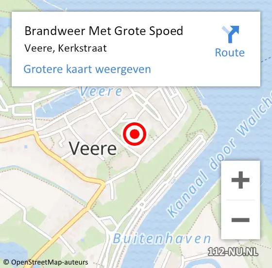 Locatie op kaart van de 112 melding: Brandweer Met Grote Spoed Naar Veere, Kerkstraat op 26 mei 2017 20:07