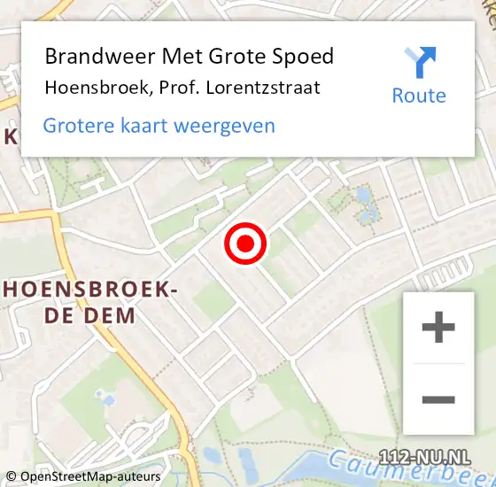 Locatie op kaart van de 112 melding: Brandweer Met Grote Spoed Naar Hoensbroek, Prof. Lorentzstraat op 26 mei 2017 20:25