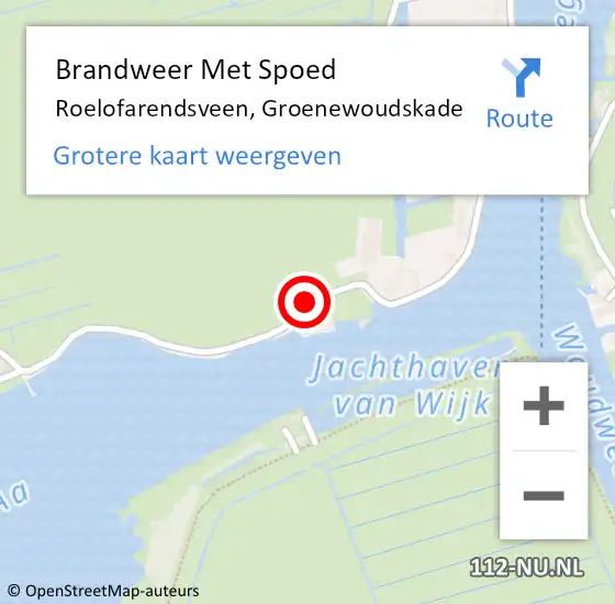 Locatie op kaart van de 112 melding: Brandweer Met Spoed Naar Roelofarendsveen, Groenewoudskade op 26 mei 2017 21:00