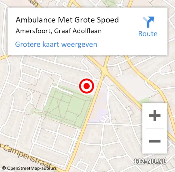 Locatie op kaart van de 112 melding: Ambulance Met Grote Spoed Naar Amersfoort, Graaf Adolflaan op 26 mei 2017 21:09