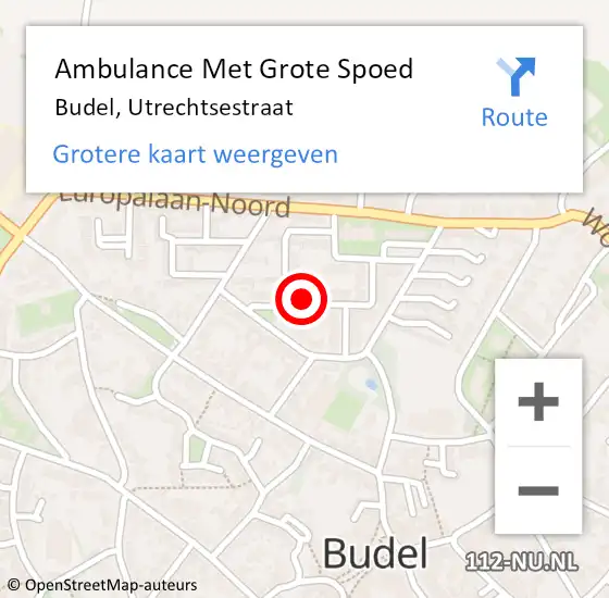 Locatie op kaart van de 112 melding: Ambulance Met Grote Spoed Naar Budel, Utrechtsestraat op 26 mei 2017 21:18