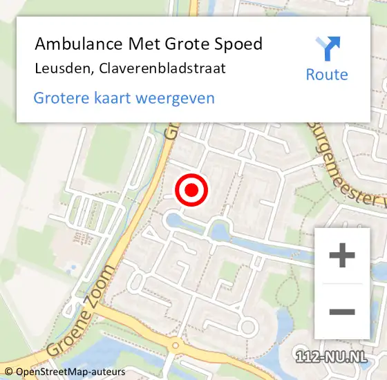 Locatie op kaart van de 112 melding: Ambulance Met Grote Spoed Naar Leusden, Claverenbladstraat op 26 mei 2017 21:36