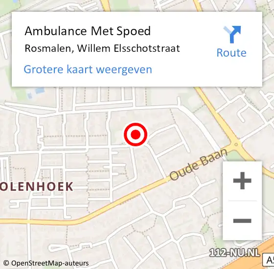 Locatie op kaart van de 112 melding: Ambulance Met Spoed Naar Rosmalen, Willem Elsschotstraat op 26 mei 2017 21:39