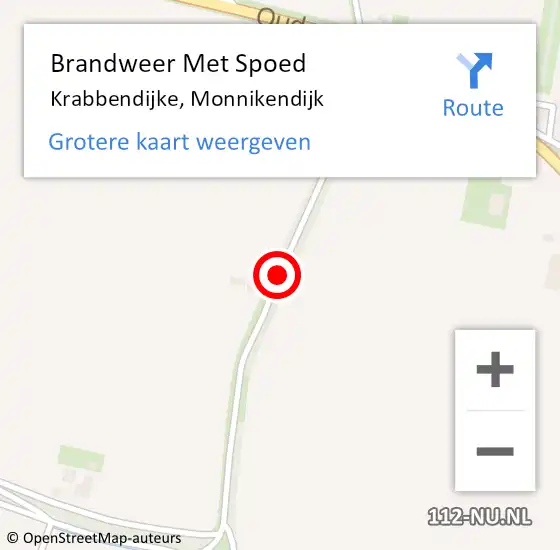 Locatie op kaart van de 112 melding: Brandweer Met Spoed Naar Krabbendijke, Monnikendijk op 26 mei 2017 21:43