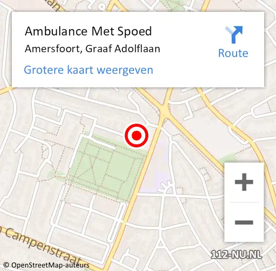 Locatie op kaart van de 112 melding: Ambulance Met Spoed Naar Amersfoort, Graaf Adolflaan op 26 mei 2017 21:50