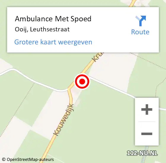 Locatie op kaart van de 112 melding: Ambulance Met Spoed Naar Ooij, Leuthsestraat op 26 mei 2017 22:15