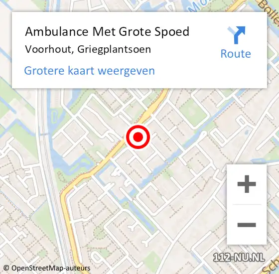 Locatie op kaart van de 112 melding: Ambulance Met Grote Spoed Naar Voorhout, Griegplantsoen op 26 mei 2017 23:33