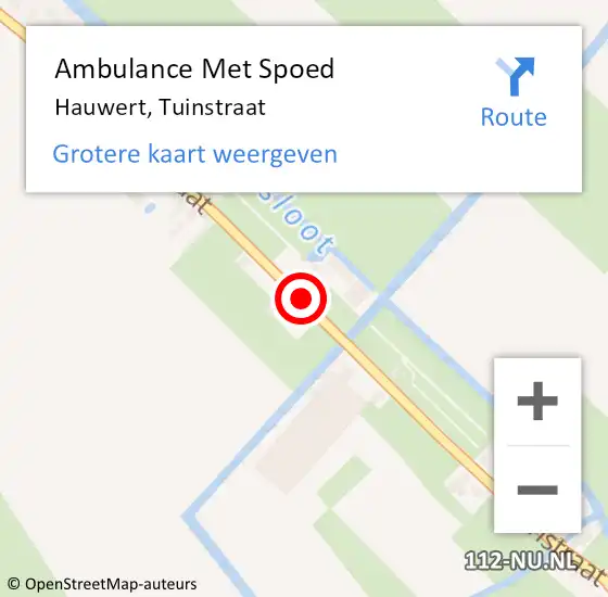 Locatie op kaart van de 112 melding: Ambulance Met Spoed Naar Hauwert, Tuinstraat op 26 mei 2017 23:35