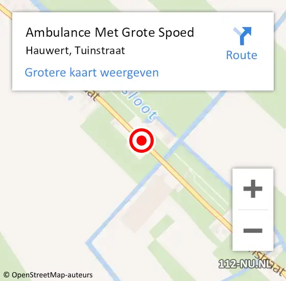 Locatie op kaart van de 112 melding: Ambulance Met Grote Spoed Naar Hauwert, Tuinstraat op 26 mei 2017 23:38